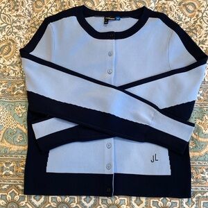 J. Lindeberg Block Color Cardigan, Blue, Size Medium